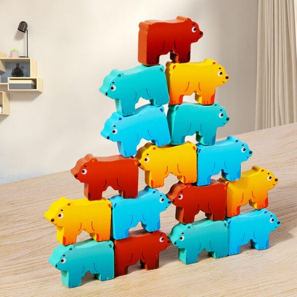Ours en bois coloré à empiler