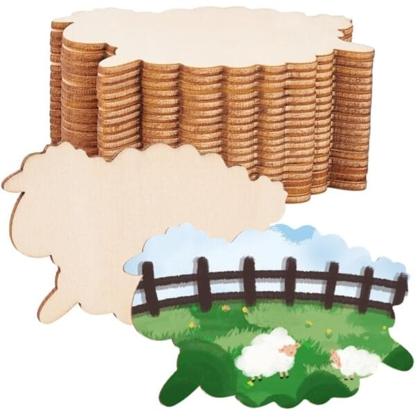 Unlackierte Schaf Holzscheiben, perfekt zum Basteln. Ideal für den Großhandel!