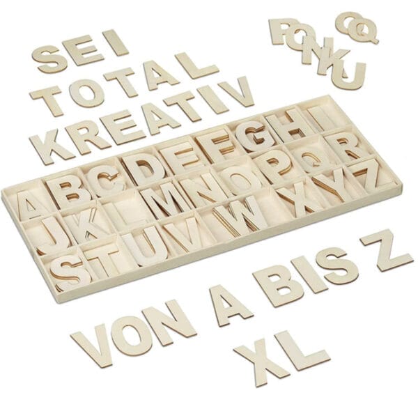 Buchstaben Holz Set A-Z, Größe XL, ideal zum Basteln und Dekorieren. Naturholzalphabet.