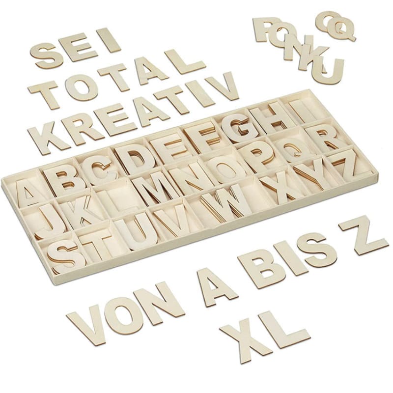 Buchstaben Holz Set A-Z, Größe XL, ideal zum Basteln und Dekorieren. Naturholzalphabet.