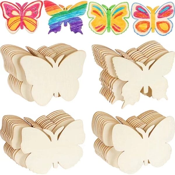 Holz Schmetterling Ornament zum Basteln. Ideal für Kinderprojekte.