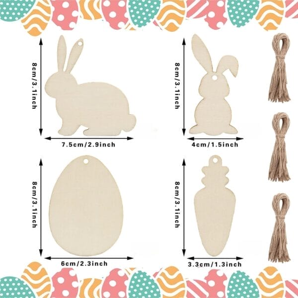 Unbearbeitete Osterhasen und Eier aus Holz zum Selberbasteln. Osterdekorationen im Großhandel.