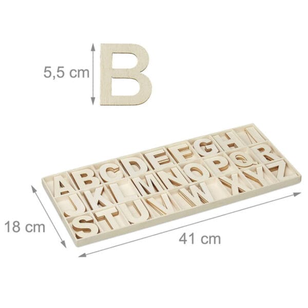 Holzalphabet-Set: Großbuchstaben von A bis Z in einer Schale. Perfekt zum Basteln und Dekorieren.