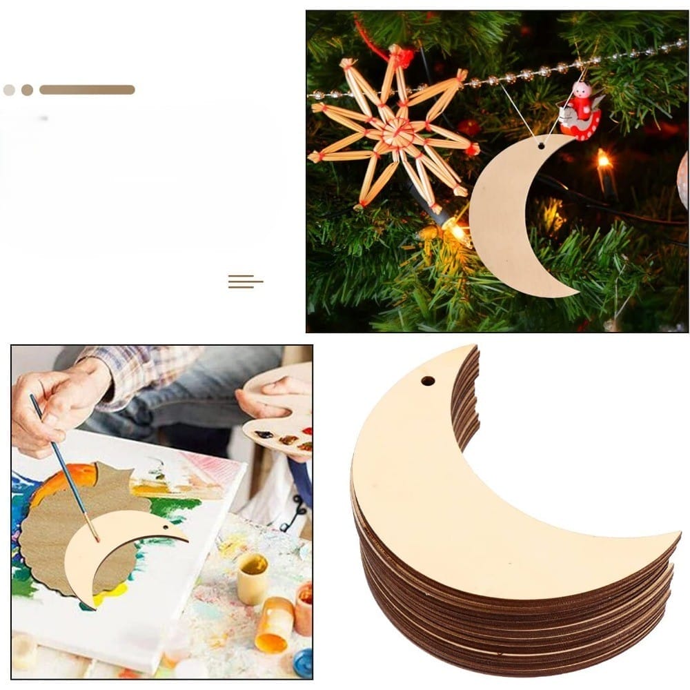 Unbehandelte Holz-Mondanhänger: DIY Bastelset für kreative Projekte. Großhandel.