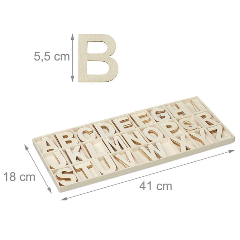 Holzalphabet-Set: Großbuchstaben von A bis Z in einer Schale. Perfekt zum Basteln und Dekorieren.