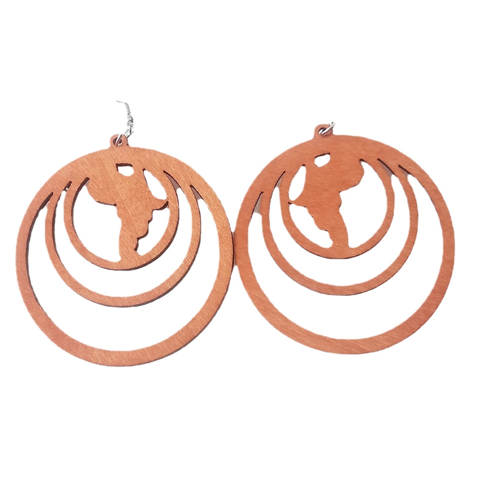 Boho-Ohrringe aus Holz; hellbraun, geometrisches Rautendesign. Groß- und Einzelhandel.