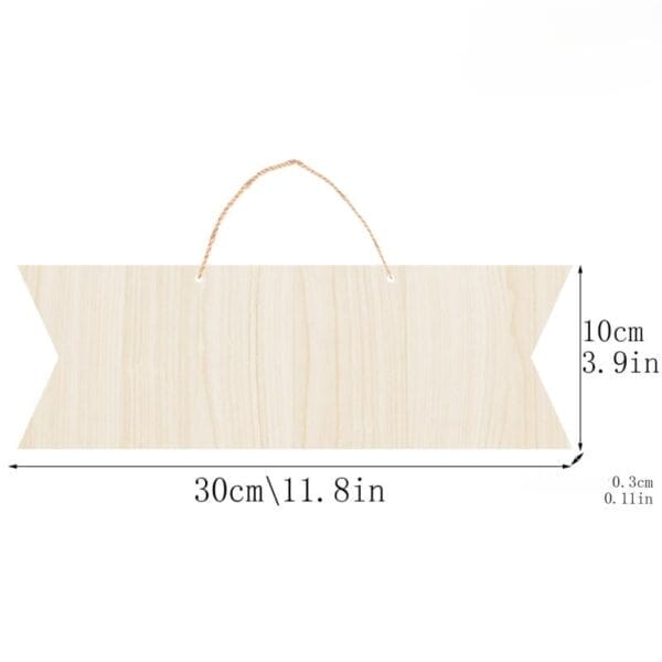 Blanko-Holzschild, 30 cm x 10 cm, mit Juteseil zum Aufhängen. Perfekt für selbstgemachte Dekoration.