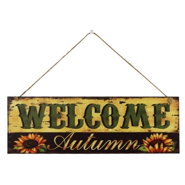 Willkommen Herbst Holzschild mit Sonnenblumen, perfekt für die Herbsttür oder Wanddekoration. Herbstdekorationen im Großhandel.