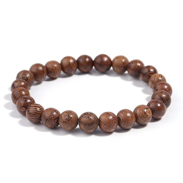 Armband aus braunen Sandelholzperlen. Unisex-Schmuck.
