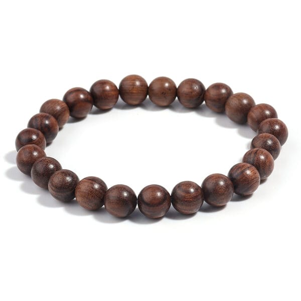 Dunkelbraunes Sandelholzperlenarmband. Unisex-Schmuck.