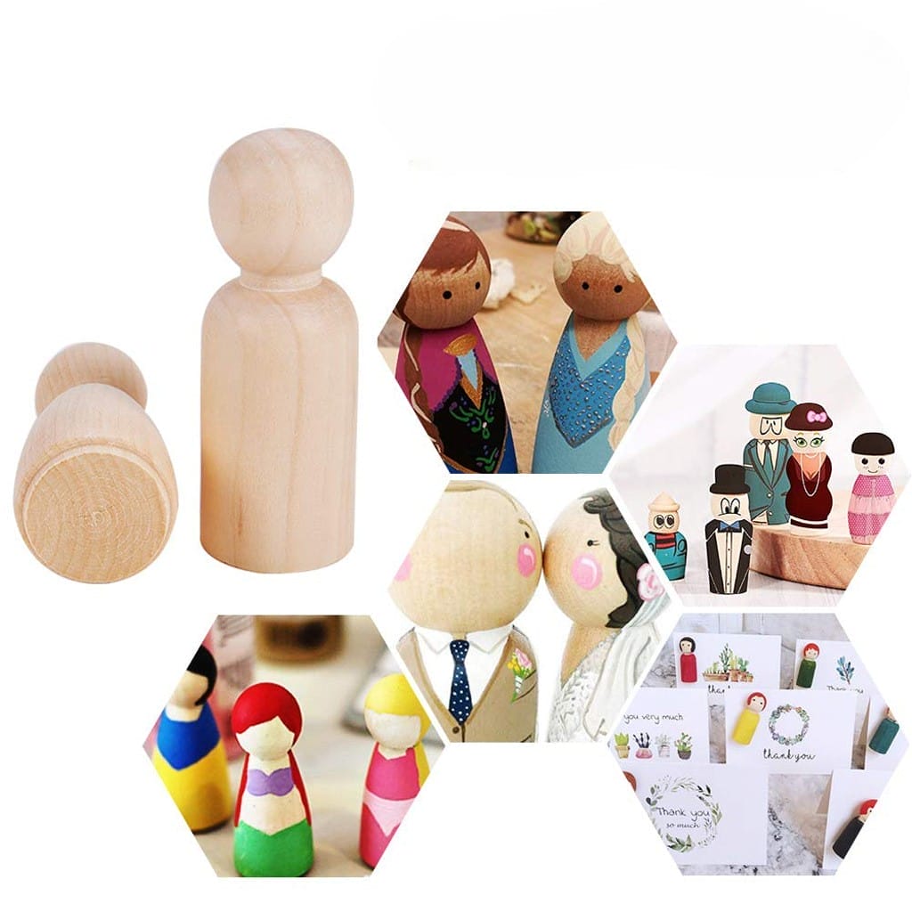 Holzfiguren und Selbermachen, bemalt und unbemalt.