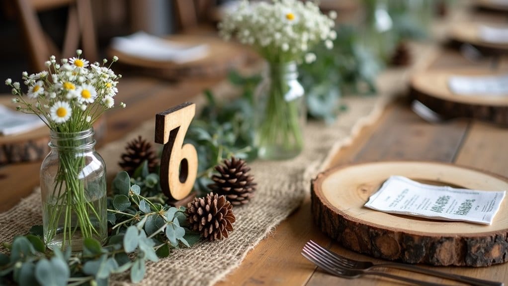 Rustikale Tischdekoration aus Holz