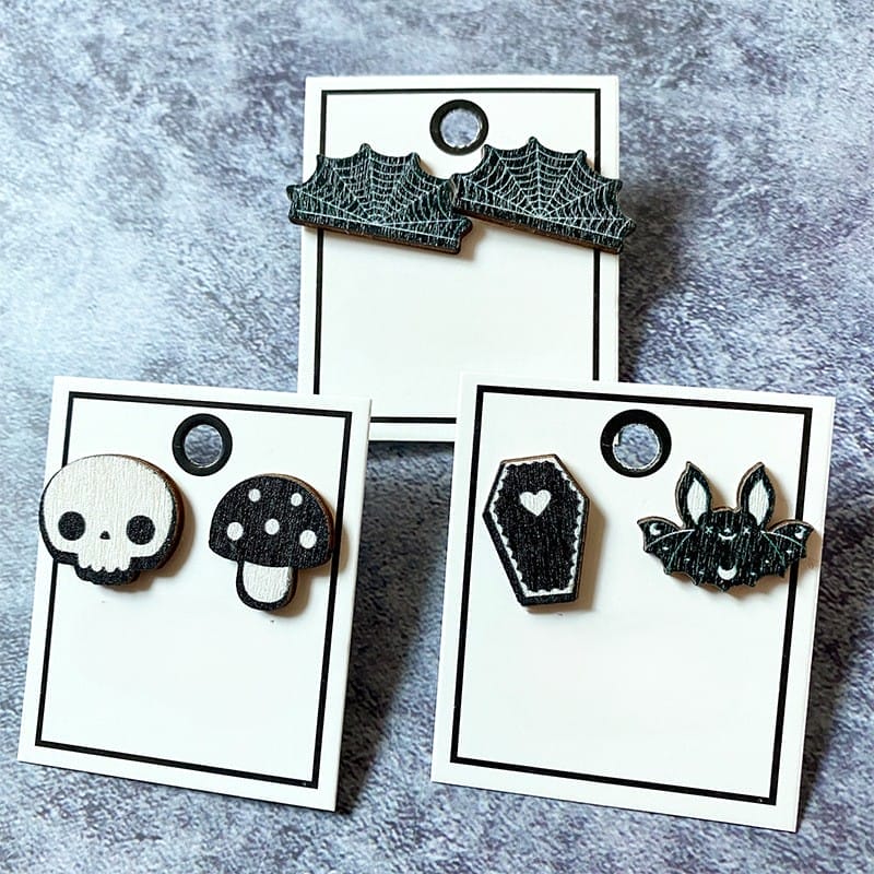 Halloween Holz Ohrstecker