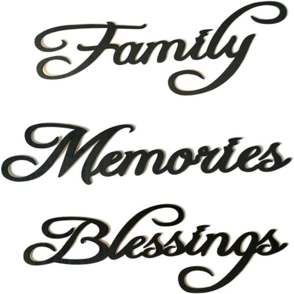 Schwarze Holzschrift für Wanddekoration