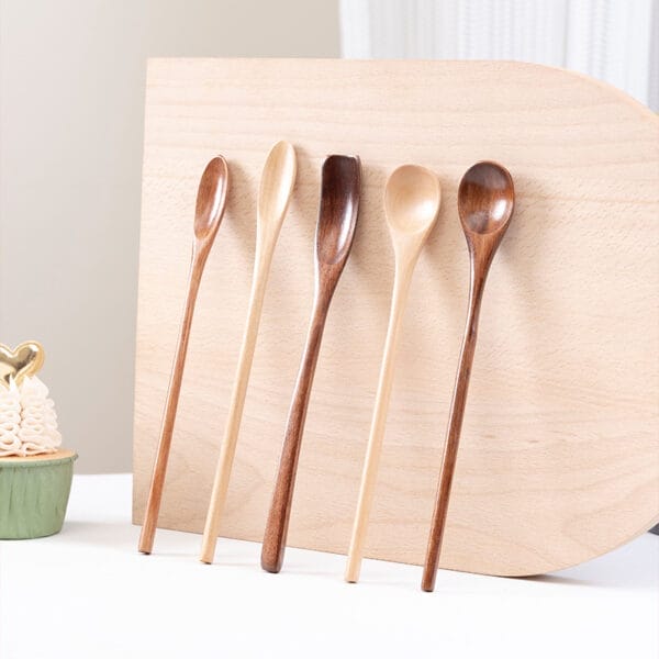 Holz Kochlöffel mit Langem Griff – Ideal für Kaffee und Tee