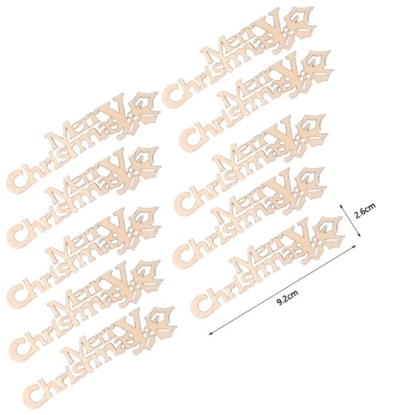 Weihnachtsschmuck aus Holz: „Frohe Weihnachten“ in Schrift mit Stechpalme. Großhandel.