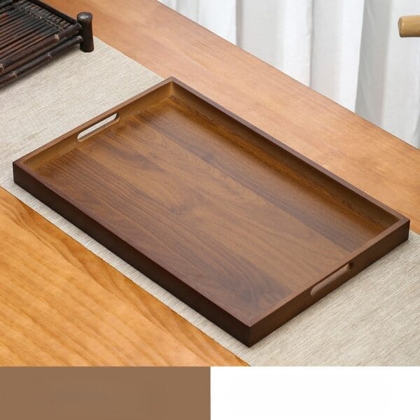Rechteckiges Serviertablett aus Holz mit Griffen. Ideal zum Servieren von Speisen und Getränken.