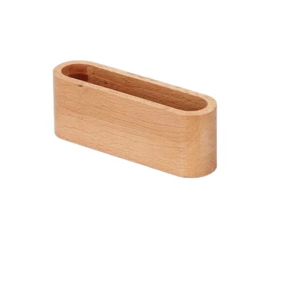 Visitenkartenhalter aus Holz, ideal für die Schreibtischorganisation. Großes Fassungsvermögen.