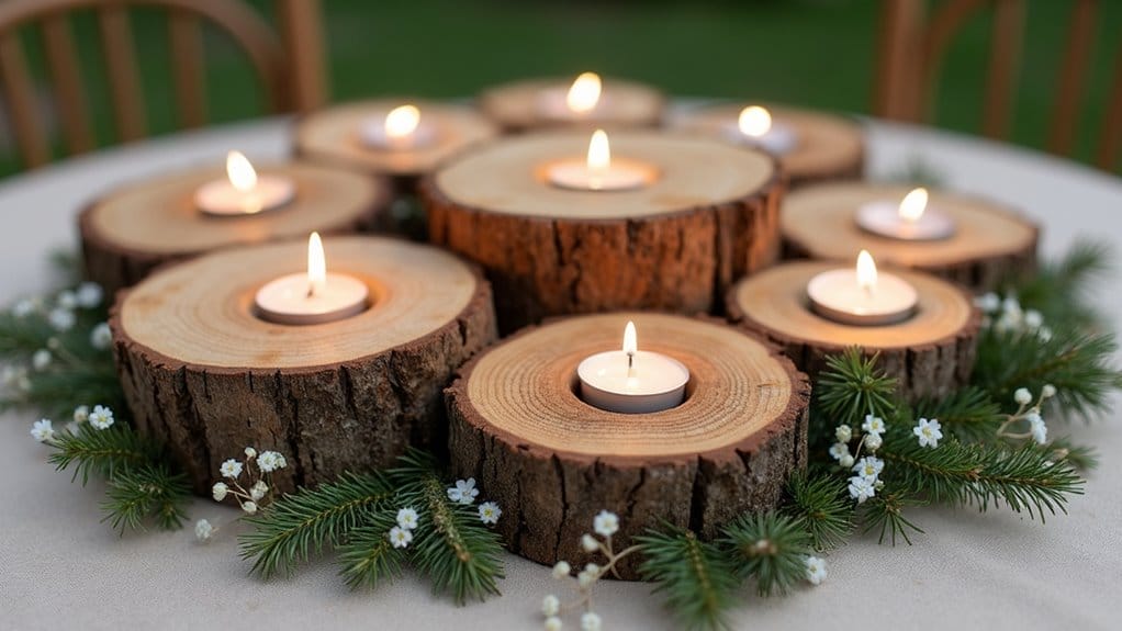 Rustikale Holzkerzenhalter