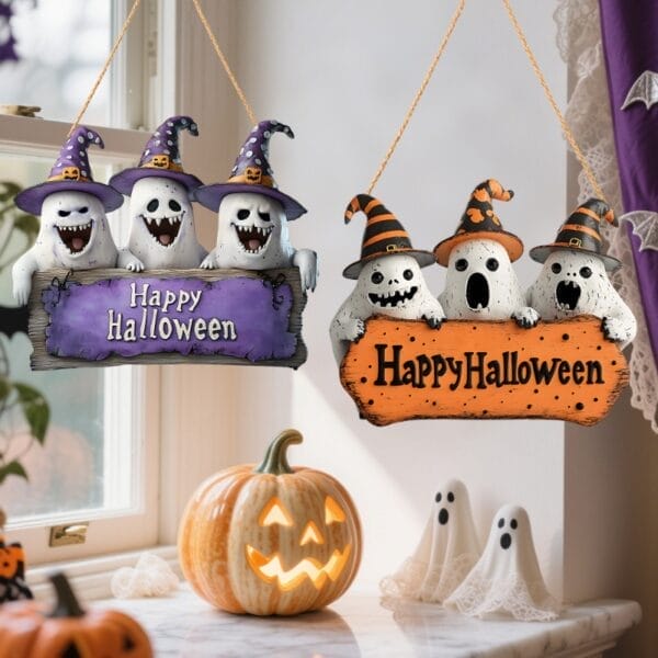 Holz Schild Halloween Geist