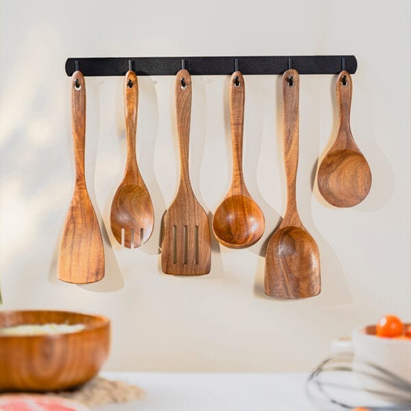 Holz Küchenutensilien Set aus Akazienhol