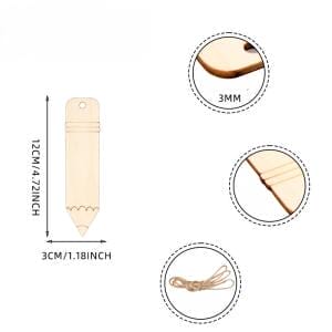 DIY unfertiges Bleistift-Lesezeichen aus Holz mit Juteschnur. Holz-Lesezeichen.