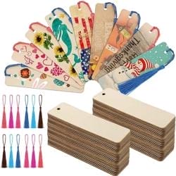 Buntes Holz Lesezeichen-Set mit Quasten in verschiedenen Designs
