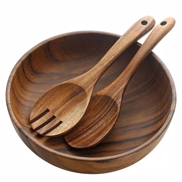 Holz Salatschüssel Set mit Holzlöffel