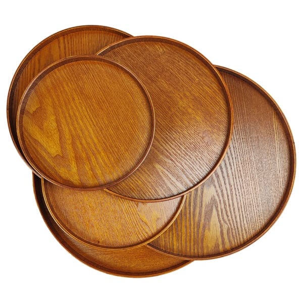 Runde Holztablett für vielseitige Anwendungen