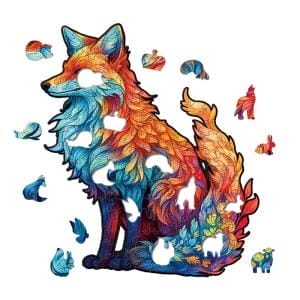 Buntes Fuchs-Holzpuzzle mit kleineren Tierteilen