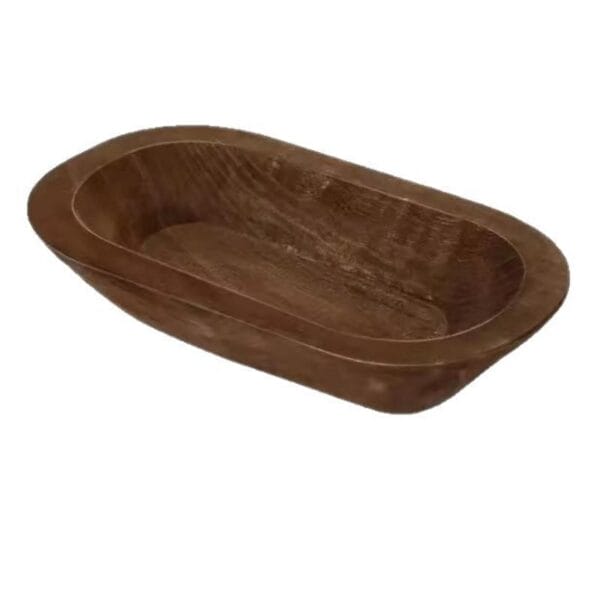 Dunkelbraune Holzschale, perfekt für Halloween-Dekorationen oder Kerzen.