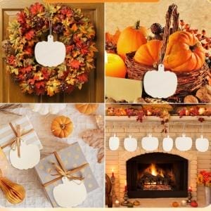 DIY-Kürbisdekorationen für Halloween: Kürbisornamente aus Holz für Geschenke, Kränze und Kaminsimse.