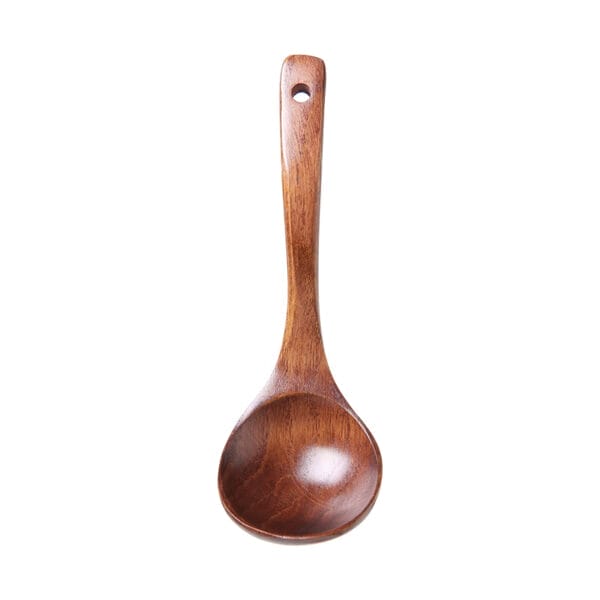 Schöpfkelle aus Holz, Servierlöffel mit langem Griff für die Hausmannskost.