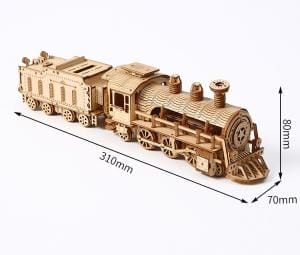Detailliertes 3D-Holzpuzzle eines Luxuszuges. Modellbausatz für Erwachsene.