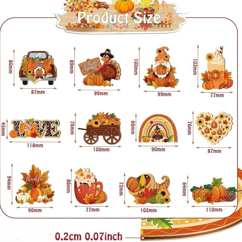 Verschiedene Herbst-Aufkleber für die Halloween-Party-Dekoration mit Größen