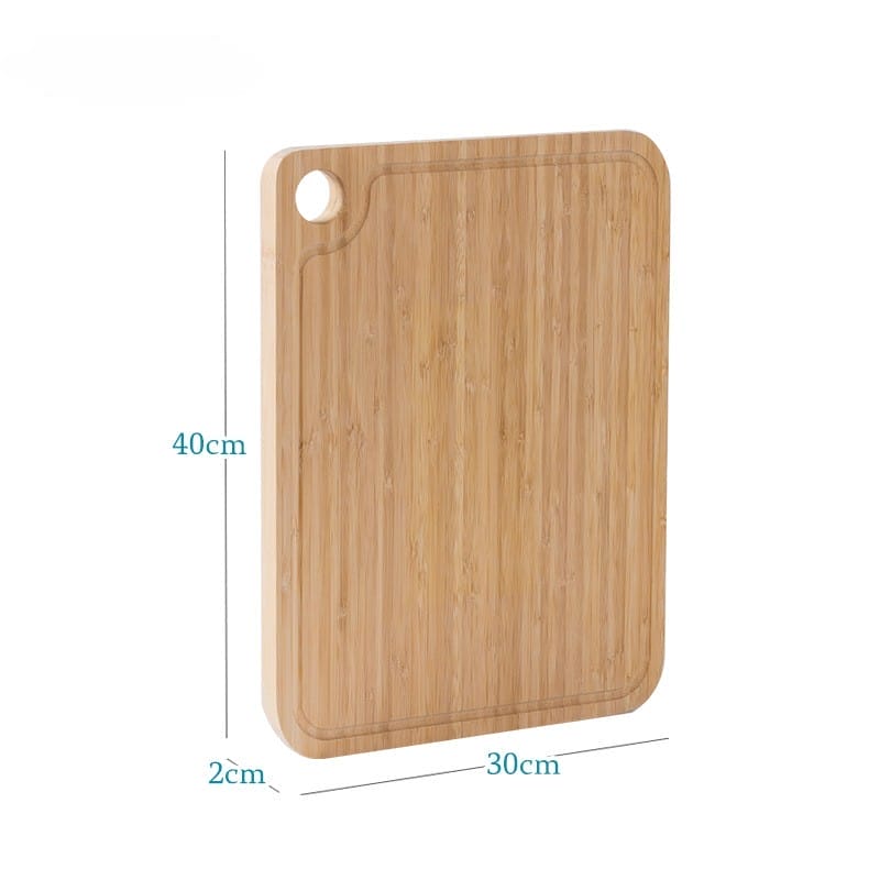 Großes Bambus-Schneidebrett, 40 cm x 30 cm, mit Griffloch. Ideales Multifunktionsbrett.