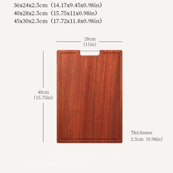 Rechteckiges Schneidebrett aus Kirschholz, 40 x 28 cm, 2,5 cm dick. Antibakteriell.