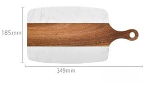 Rechteckiges Schneidebrett aus Akazienholz und Marmor mit Griff