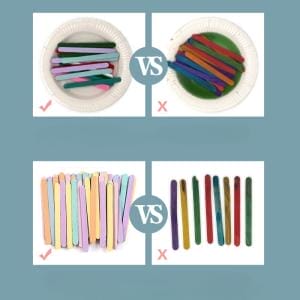 Vergleich von pastellfarbenen und mehrfarbigen Bastelstäben. Ideal für DIY-Projekte.