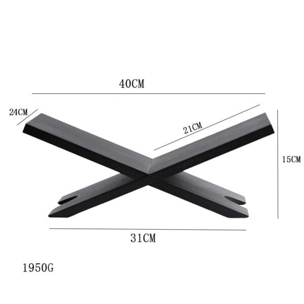 Schwarzer Holzständer, Vintage-Lese- und Ausstellungsständer mit Maßen.