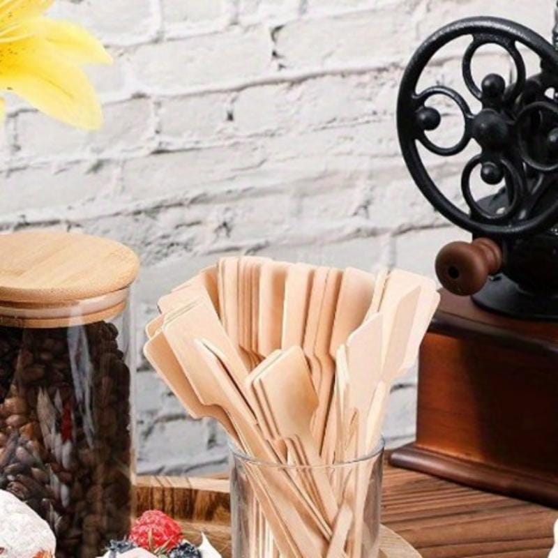 Kaffeerührer aus Holz im Glas, gebrauchsfertig. Mit Logos individualisierbar.