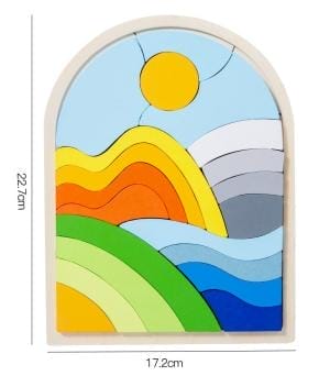 Regenbogen-Puzzle aus Holz für Kinder, fördert die Konzentration und Farberkennung.