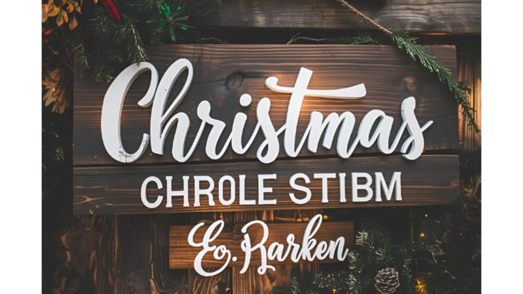 Weihnachtsdeko aus Holz: Schild mit "Christmas", "Chrole Stibm" und "Co. Barken".