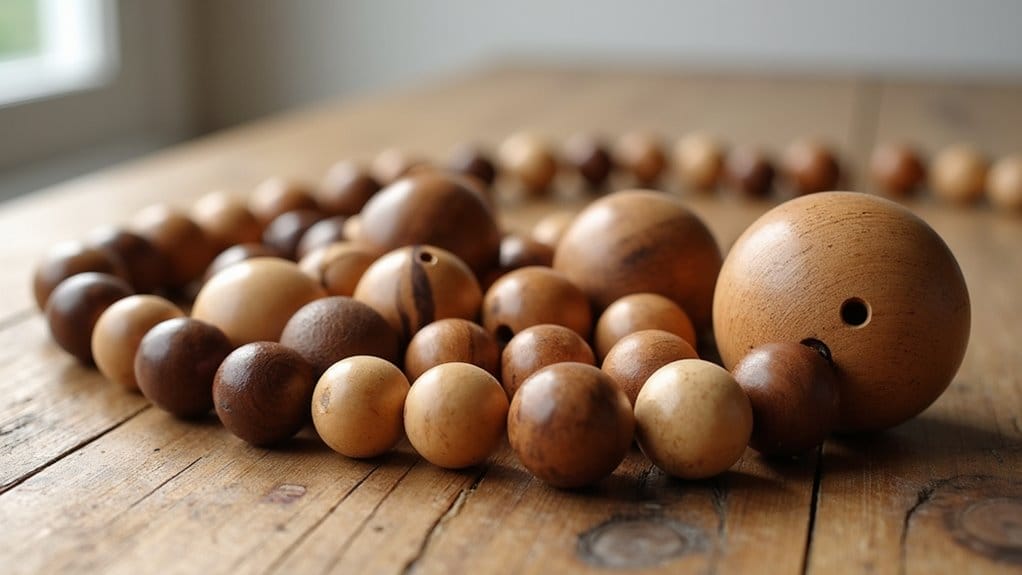 holzperlen in verschiedenen größen