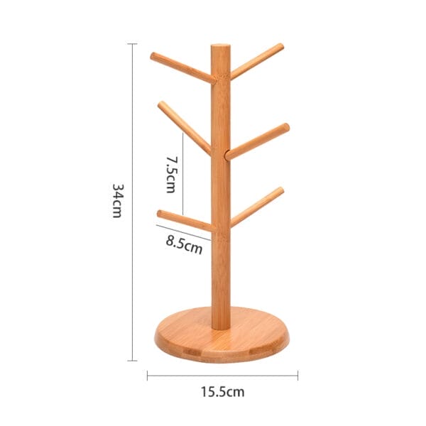 Holz Getränkehalter Tassenständer mit Maßen 34cm x 15.5cm, ideal für Kaffee- und Teetassen.