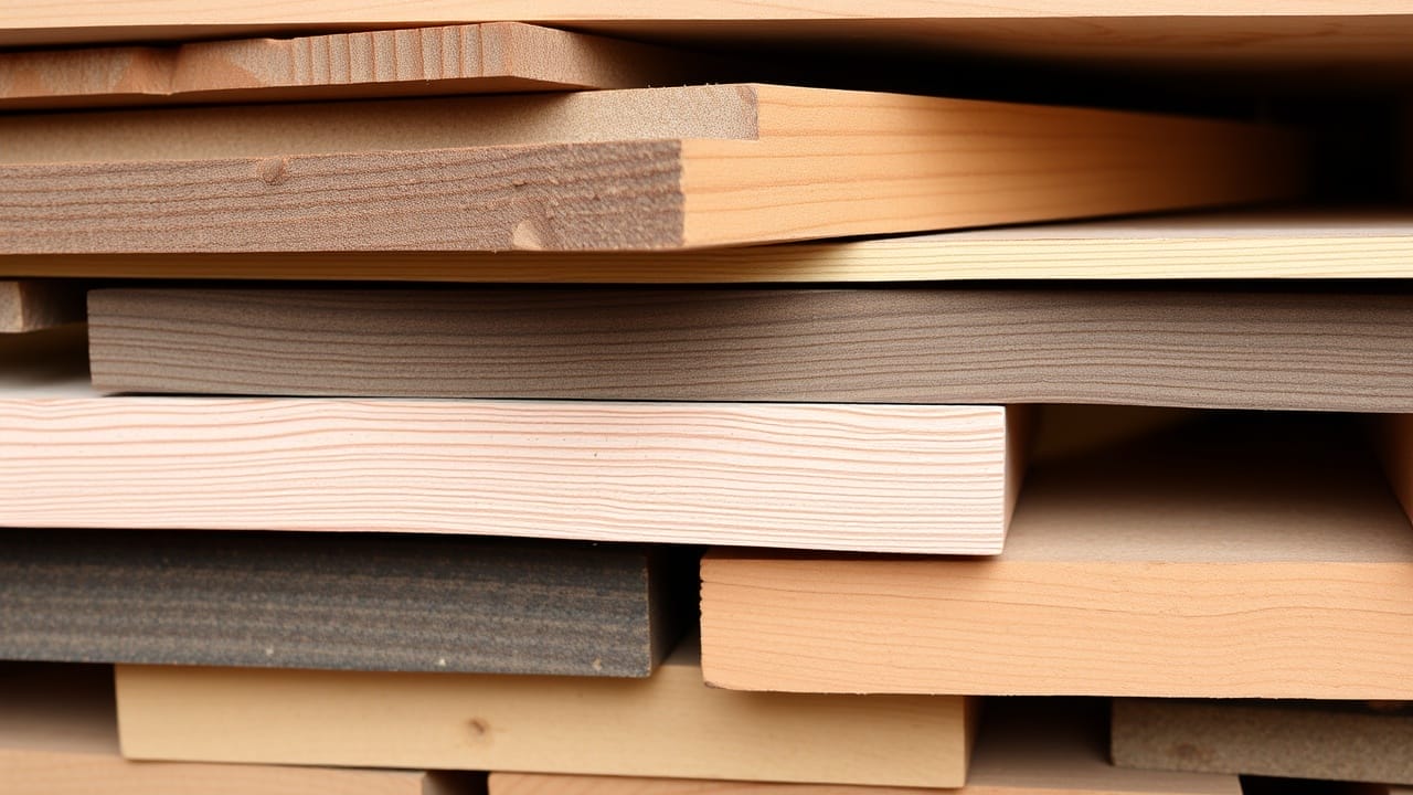 Holzstapel verschiedener Holzarten und Farben. Der richtige Holzeinkauf.