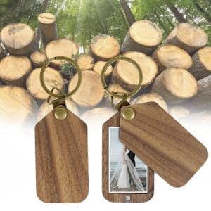 Personalisierbarer Holz-Fotoanhänger mit Hochzeitsfoto, Schlüsselanhänger Großhandel.