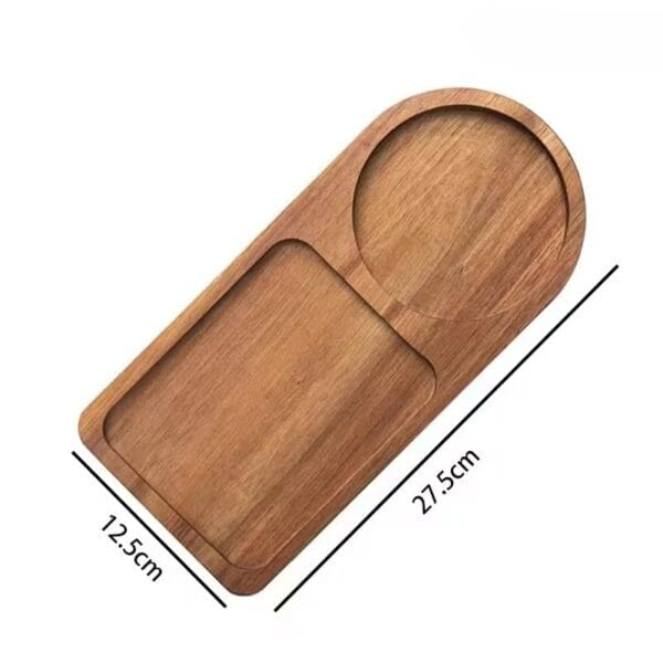 Holz Serviertablett mit geteilten Bereichen für Frühstück oder Nachmittagstee, 27.5 x 12.5cm.