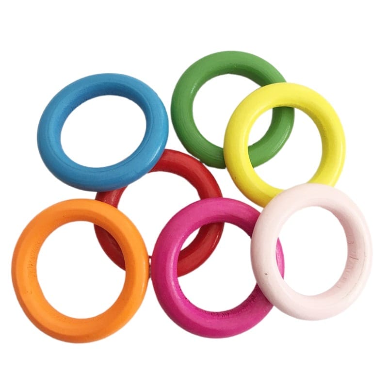 Bunte Holzringe in verschiedenen Farben. Großhandel für Holzspielzeug. OEM möglich.