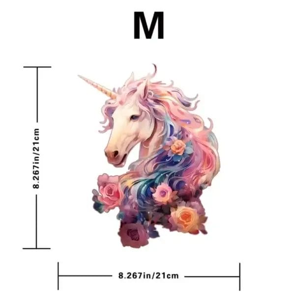 Einhorn mit Blumen, Puzzle-Motiv. Lasergeschnittenes Jigsaw Puzzle für Erwachsene.